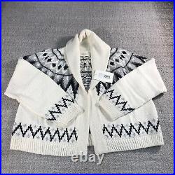 NWT The Great Sweater Womens 2 Medium $395 Lodge Cardigan in Winter Fair Isle