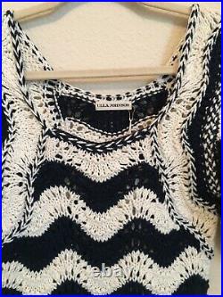 NWT Ulla Johnson Luciana Wave Stripe Pullover Sweater Size Medium Blue White