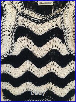NWT Ulla Johnson Luciana Wave Stripe Pullover Sweater Size Medium Blue White