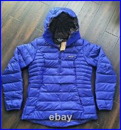 NWT Womens Patagonia Down Sweater Hoodie Pullover 1/4 Zip Cobalt BLue $249 Med