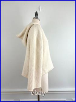 Nap Loungewear Ivory Hooded Cashmere Sweater Size M Ribbed Knit Flare Sleeves