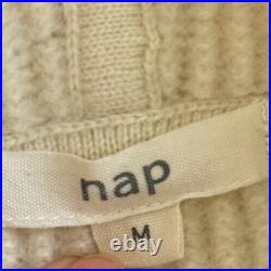 Nap Loungewear Ivory Hooded Cashmere Sweater Size M Ribbed Knit Flare Sleeves