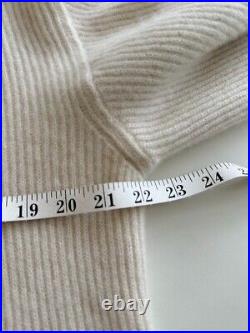 Nap Loungewear Ivory Hooded Cashmere Sweater Size M Ribbed Knit Flare Sleeves