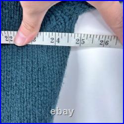 Necessity Sense Knit Cardigan Sweater Lambs Wool Blue Stripe Knit Hooded Medium