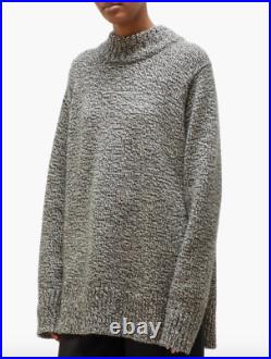 New $2190 The Row Edmund Cashmere Sweater in Shadow Melange (Black & Beige) sz M