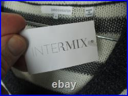 New 360 Sweater size M Navy White Stripe Erin 13611 Linen Blend pocket scoop nck