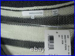 New 360 Sweater size M Navy White Stripe Erin 13611 Linen Blend pocket scoop nck