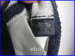 New 360 Sweater size M Navy White Stripe Erin 13611 Linen Blend pocket scoop nck