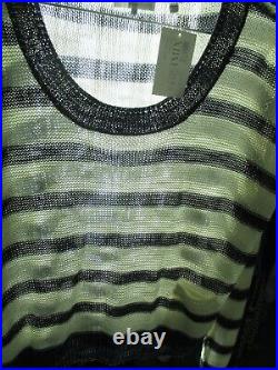 New 360 Sweater size M Navy White Stripe Erin 13611 Linen Blend pocket scoop nck