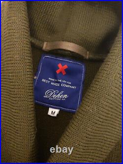 New $398 Best Made Co Dehen 1920 M Olive Shawl Cardigan Wool Sweater Made In USA