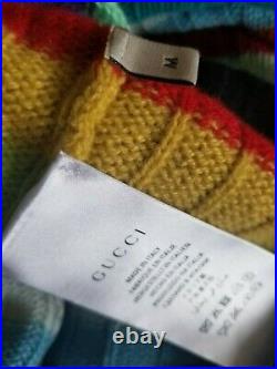 New Auth Gucci Oversized Striped V-Neck Cashmere Blend Cardigan Size M / US 6