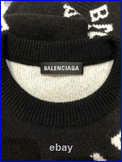 New & Authentic Balenciaga All-Over Logo Wool Sweater in Size M retail $1300
