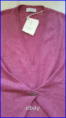 New BRUNELLO CUCINELLI raspberry marl colour wool cashmere silk sweater jumper