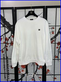 New Chanel Crewneck Sweatshirt Sweater Uniform CC M Unisex White Exclusive Rare