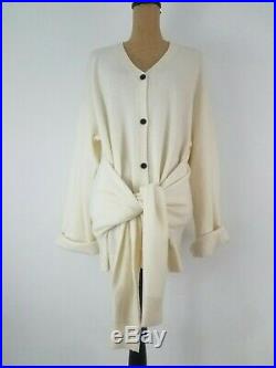 New Creatures of Comfort Womens Sweater Medium Cashmere Ivory Relax Tie Cardigan