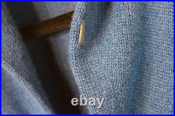 New LORO PIANA Knit 100% Baby Cashmere Blue Cableknit Cardigan Sweater M 50