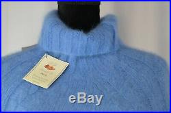 New Laurie's Women's Turtleneck Sweater Size Medium Angora Knit Blue Italy Boho