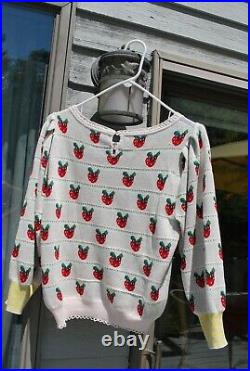 New LoveShackFancy Isha Top in Strawberry Fields Knit Sweater Medium Cream