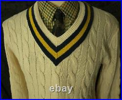 New Mens Ralph Lauren Wool Cashmere Cotton Cricket Jumper Sweater Size Medium