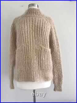 New Mohair Acrylic Long Sleeve Pockets Pullover Thick Sweater Size M