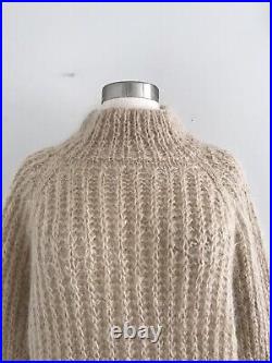 New Mohair Acrylic Long Sleeve Pockets Pullover Thick Sweater Size M