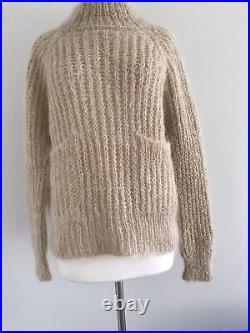 New Mohair Acrylic Long Sleeve Pockets Pullover Thick Sweater Size M