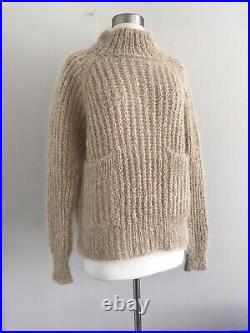 New Mohair Acrylic Long Sleeve Pockets Pullover Thick Sweater Size M