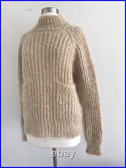 New Mohair Acrylic Long Sleeve Pockets Pullover Thick Sweater Size M