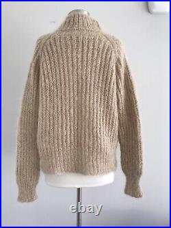 New Mohair Acrylic Long Sleeve Pockets Pullover Thick Sweater Size M