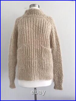 New Mohair Acrylic Long Sleeve Pockets Pullover Thick Sweater Size M