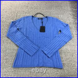 New Naadam Sweater Womens Medium Cashmere Scoop Pullover Blue Cable A3423