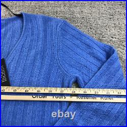 New Naadam Sweater Womens Medium Cashmere Scoop Pullover Blue Cable A3423