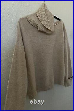 New PAIGE Women's Raundi Cutout Shoulder Sweater In Camel Size M Retail $259