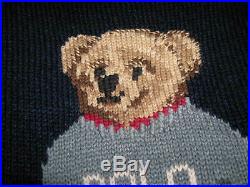New Polo Ralph Lauren POLO Teddy Bear intarsia-knit sweater logo navy mens M
