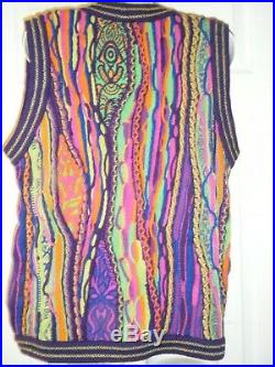 New With Tags Coogi Australia Wool Sweater Vest Bright Colors Size Medium