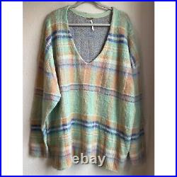 New no tags Free People Women's Sz. Medium Sweater Primrose Plaid Tunic Oversized