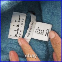 Nicole Miller New York Sweater Womens Medium Light Blue 100% Cashmere Mock Neck