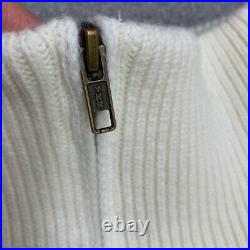 Nili Lotan Angela Cable Knit Half Zip Cashmere Sweater Jumper $950 Ivory & Brown