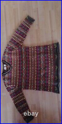 Nordic Pattern Wool Sweater, Size M, exc cond