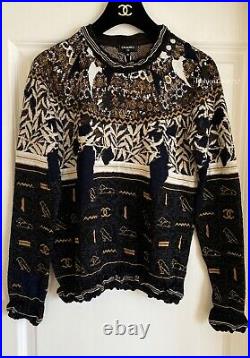Nwt $3150 19a Egypt Chanel Black Gold Ecru Pullover Sweater 36