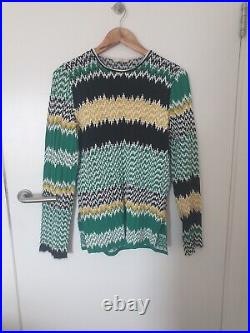 OLD CELINE Knit Green Zig Zag Top Jumper Sweater Resort 2015 M Phoebe Philo