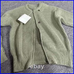 OLY Wool Matcha Green Round Neck Zipper Sweater Casual Loose Knit Sweater