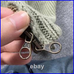 OLY Wool Matcha Green Round Neck Zipper Sweater Casual Loose Knit Sweater