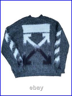 Off White Main Label Virgil Abloh MoHair Grey Sweater Jumper Sz M Made in Italy