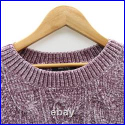 One Way Over Size M Knit Sweater Long Sleeve Dark Purple Ladies