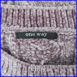 One Way Over Size M Knit Sweater Long Sleeve Dark Purple Ladies