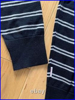 Orlebar Brown Sweater Knitwear Jumper Black Stripe Lightweight Merino Wool Top M
