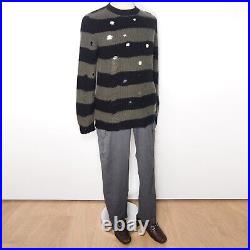 Overcome Jumper Sweater Knit Striped Black Green Wool Angora Mens Size S M