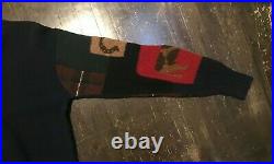 POLO COUNTRY RALPH LAUREN Vtg 89 Hand Knit Wool Patchwork Sampler Sweater Flag M