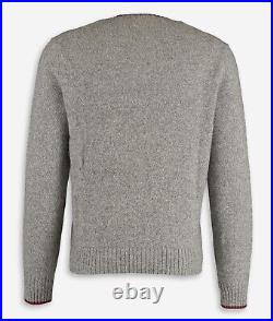 POLO RALPH LAUREN Grey Marled USA Flag Wool Linen Blend Jumper Sweater, Medium
